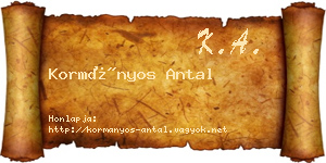 Kormányos Antal névjegykártya
